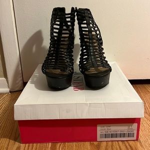 JustFab, Black, Wedge Heels